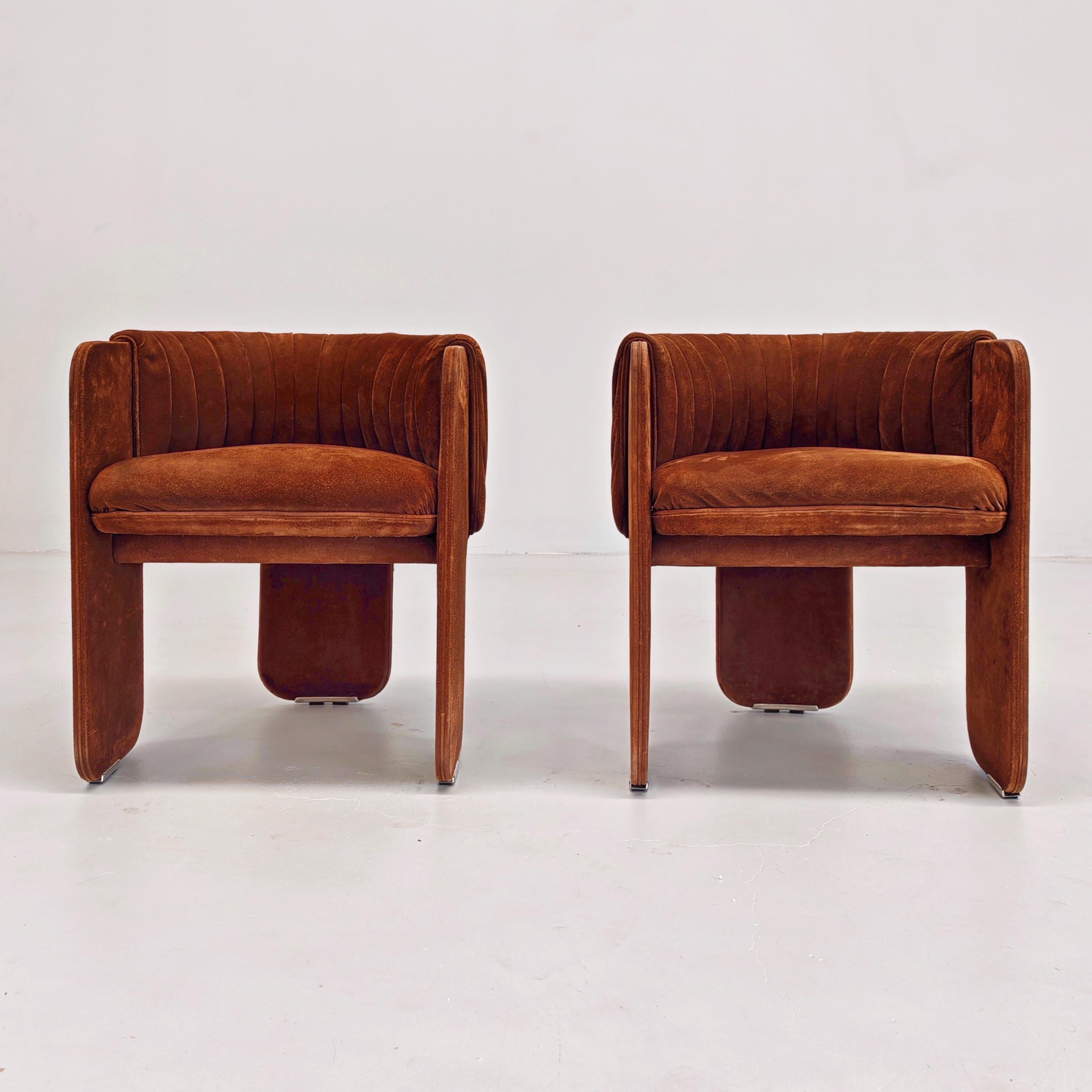 70er Jahre Italienische Sessel aus Wildleder Dinette von L.Massoni für FRAU (Postmoderne) im Angebot