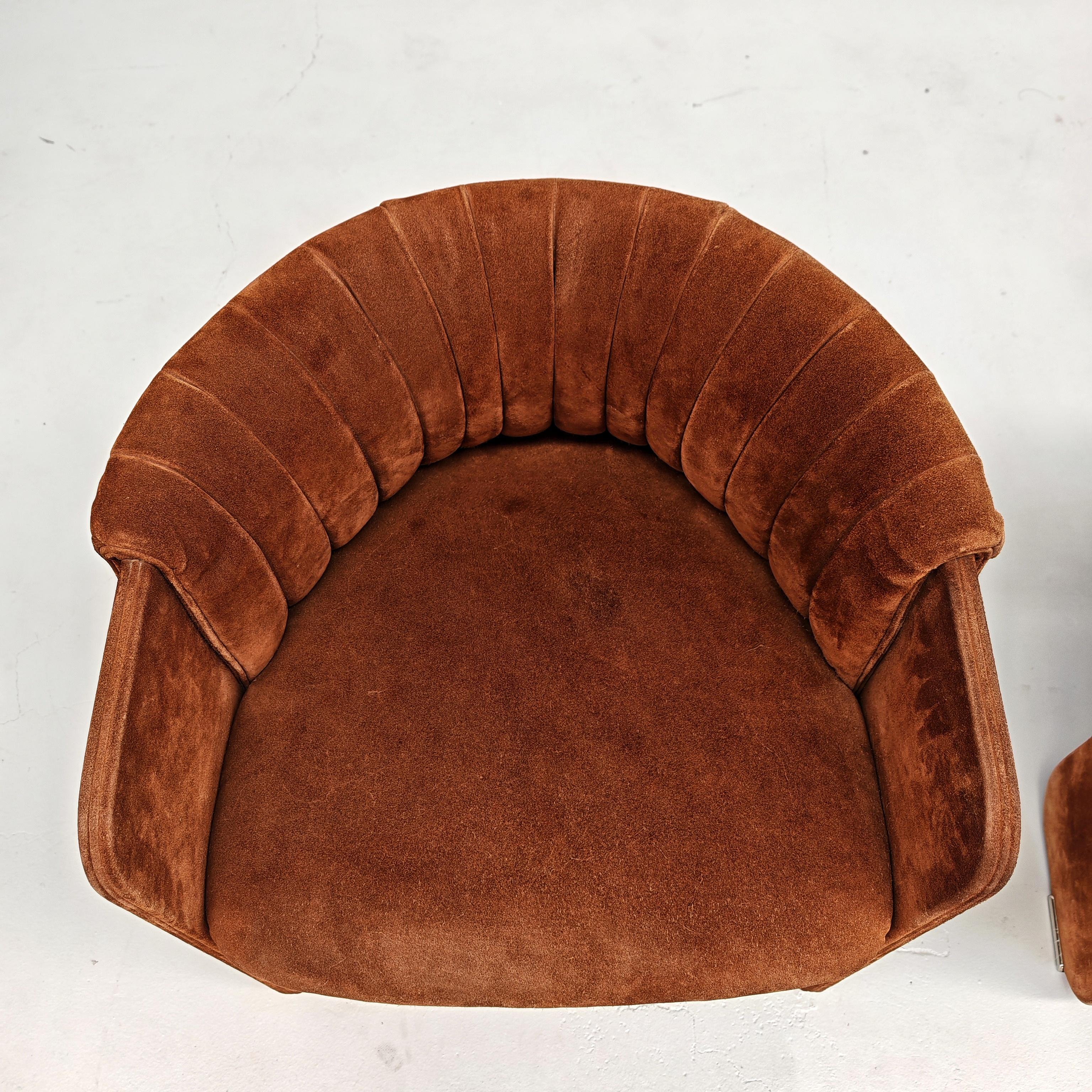 70er Jahre Italienische Sessel aus Wildleder Dinette von L.Massoni für FRAU (Sonstiges) im Angebot