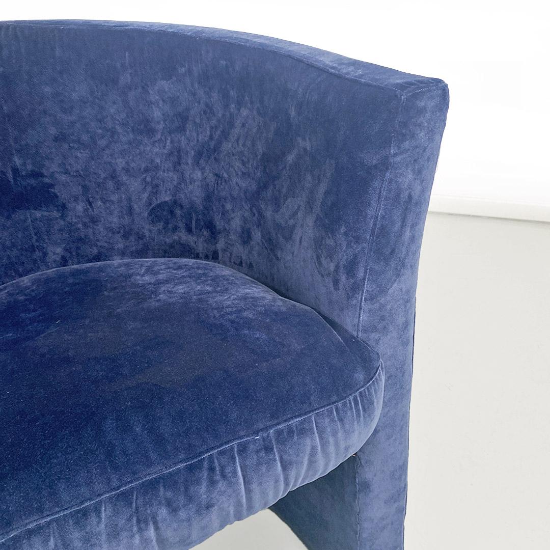 Modern Italian dark blue velvet tub armchairs, 1970s For Sale 3