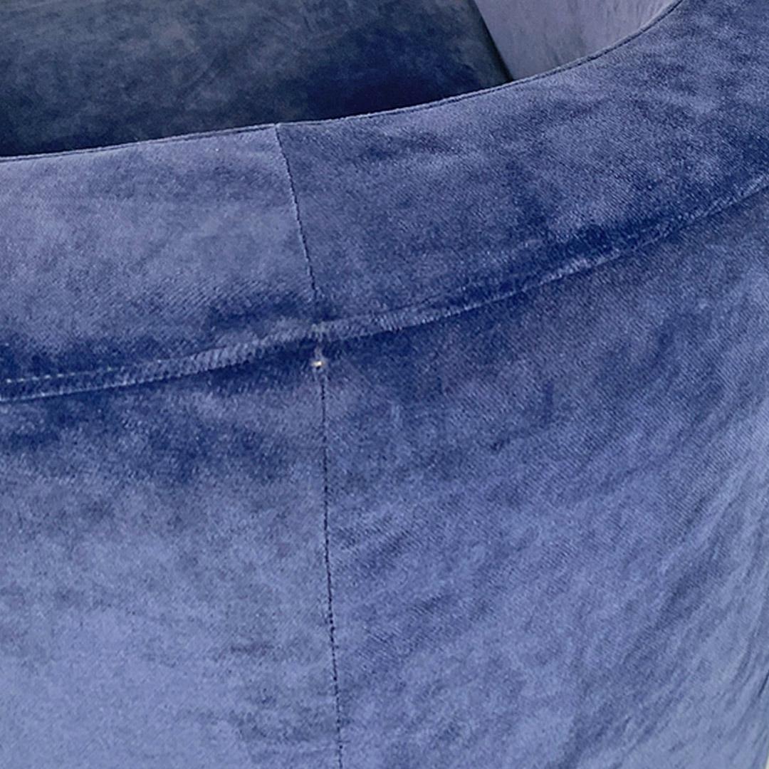 Modern Italian dark blue velvet tub armchairs, 1970s For Sale 7