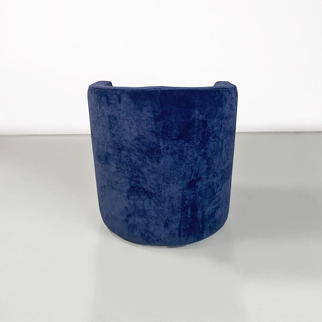 Velvet Modern Italian dark blue velvet tub armchairs, 1970s For Sale