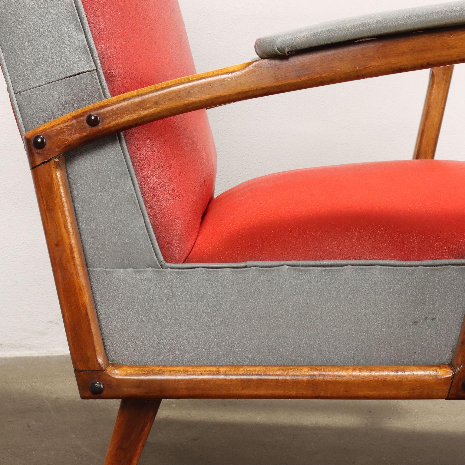 Argentine 50s Red Armchairs In Good Condition For Sale In Milano, IT