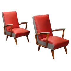 Vintage Argentine 50s Red Armchairs
