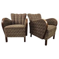 Art Deco club armchairs upholstered in fabric, 1930s