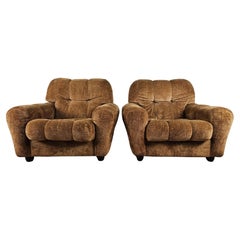 Mid Century Club Armchairs in 1970s cloth