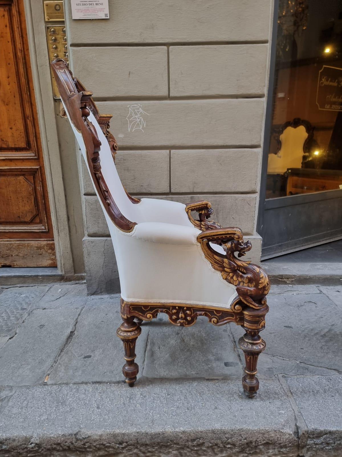 19th Century Armchairs Florence capital For Sale
