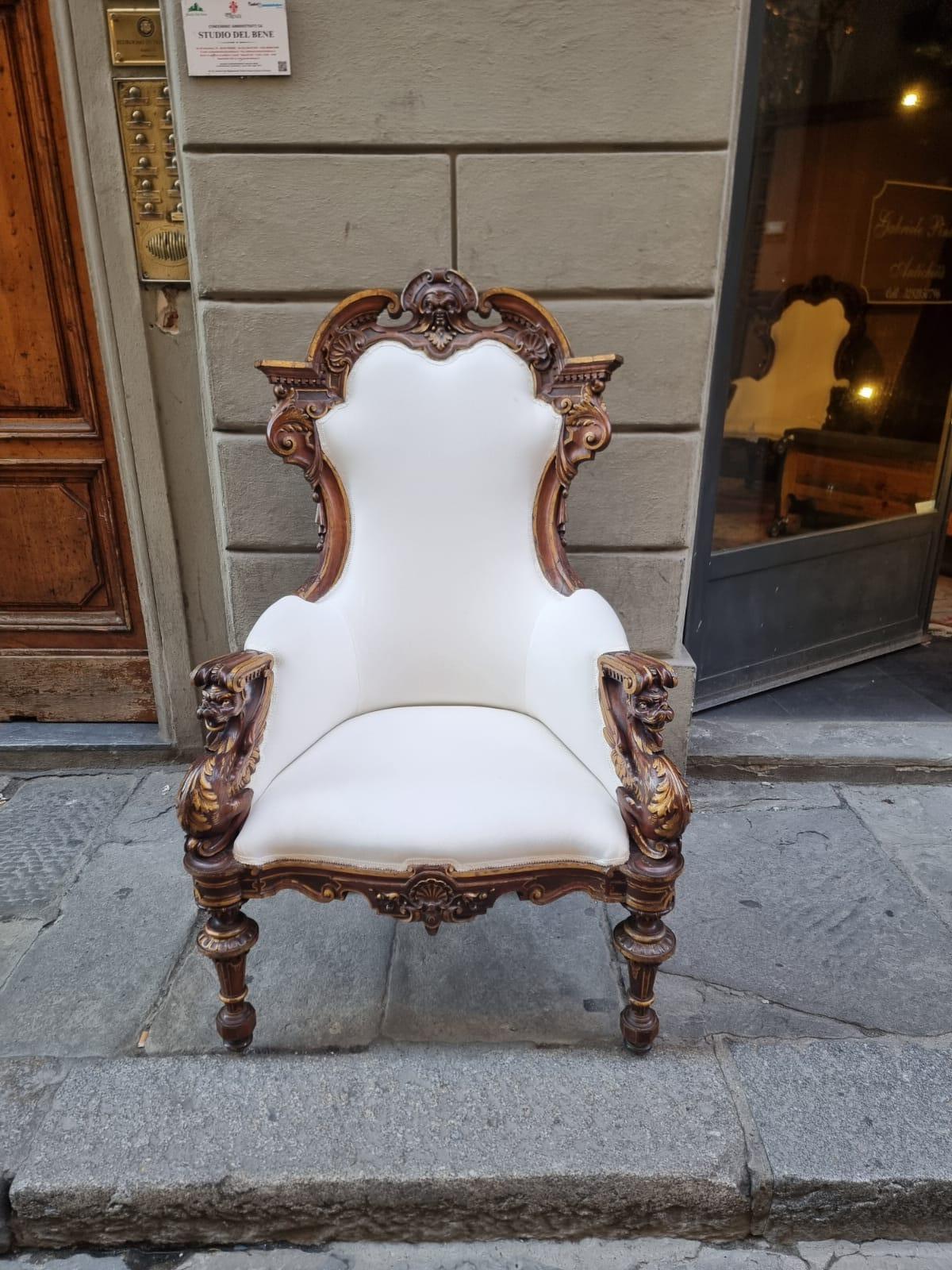 Walnut Armchairs Florence capital For Sale