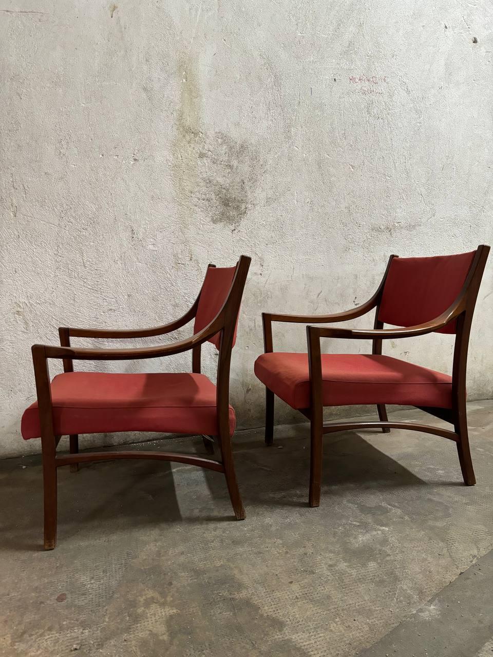Italian Fauteuils Ico Parisi pour Cassina (Attribué) - Acajou élégant, design du milieu du siècle en vente