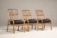 1950 Franco Albini Three Bambù Riviera model Armchairs