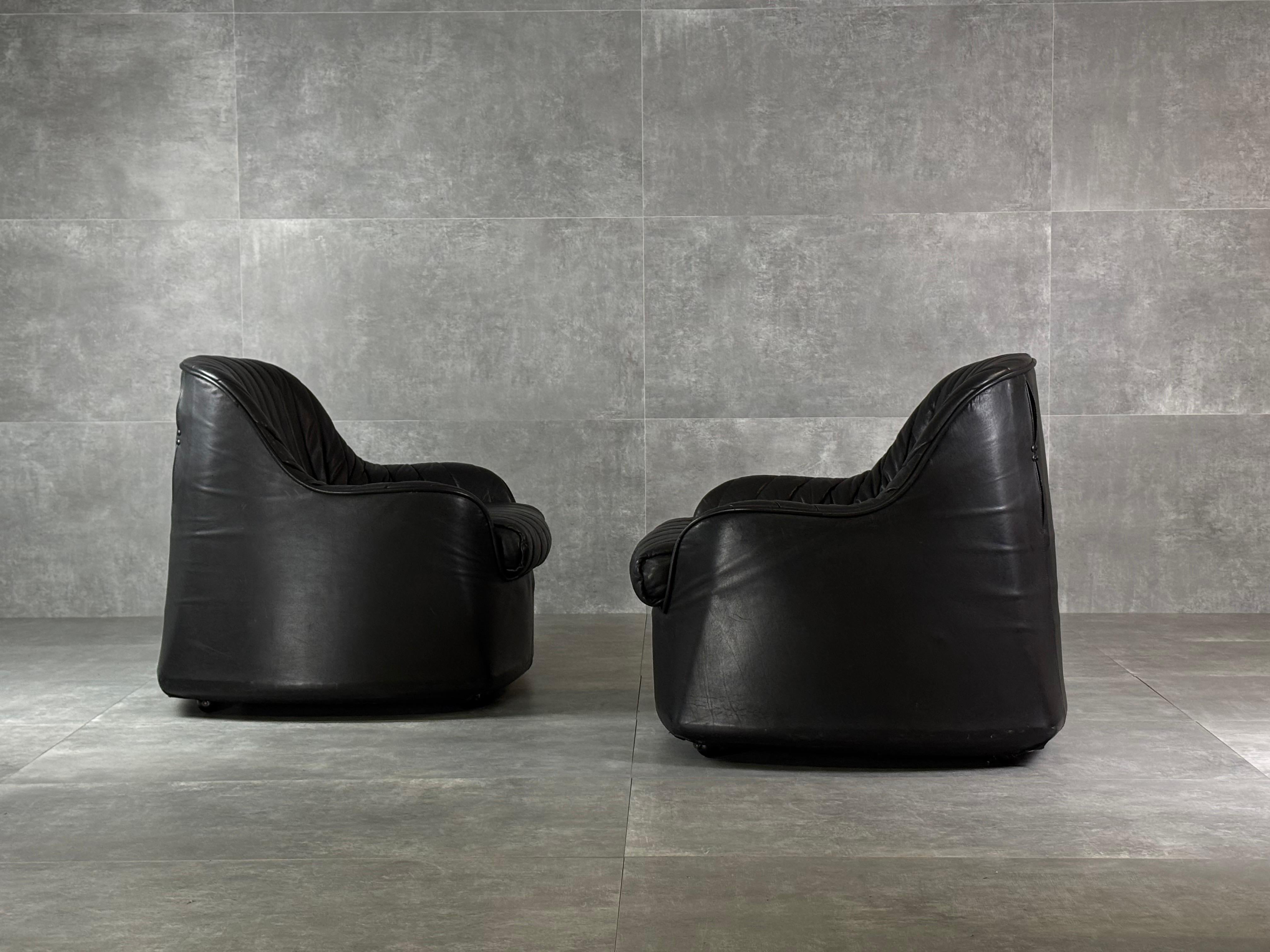 Mid-Century Modern Poltrone in pelle originale ''Ciprea'' di Afra e Tobia Scarpa, Cassina, 1970s, 2 For Sale