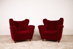 Velvet armchairs attributed to Guglielmo Ulrich, 1950s, set of 2