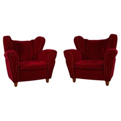 Velvet armchairs attributed to Guglielmo Ulrich, 1950s, set of 2