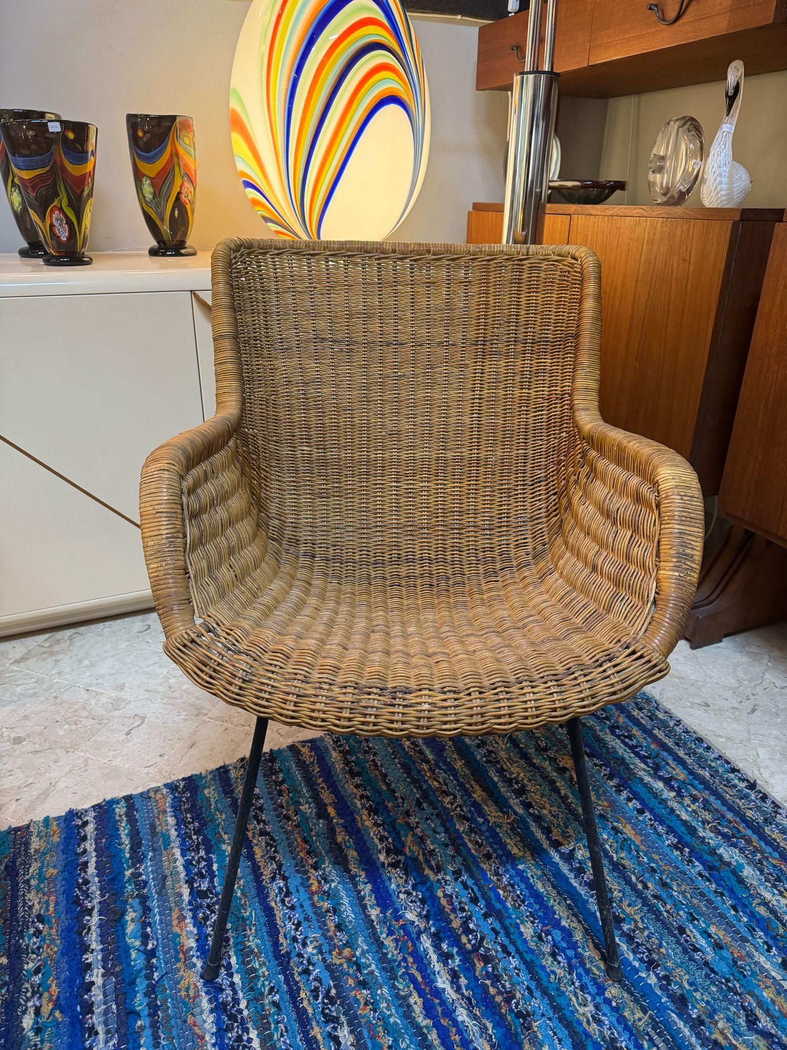 Fauteuils en osier de Tito Agnoli 1970 Bon état - En vente à Palermo, IT