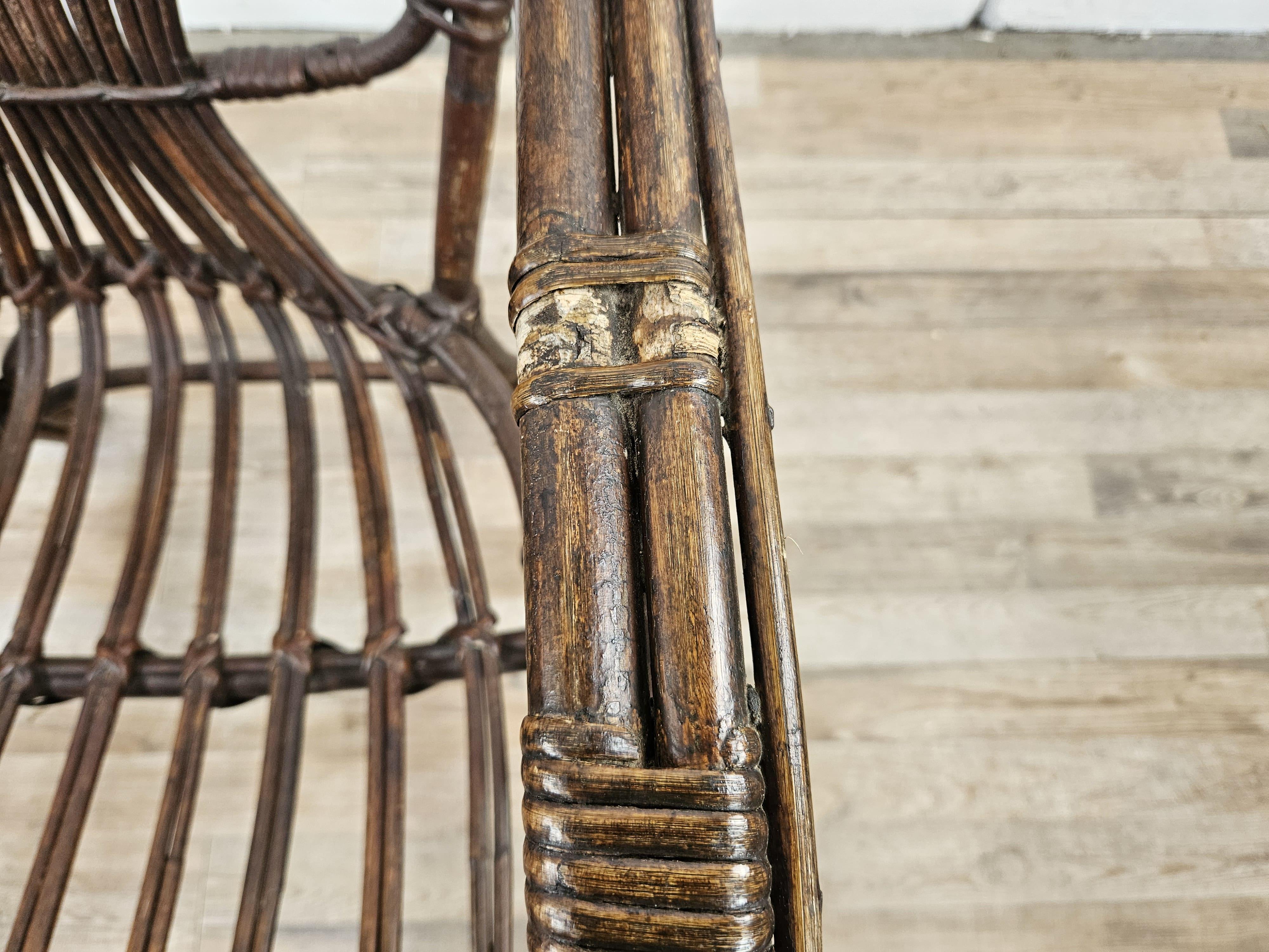 Italian wicker outdoor armchairs, 1970s For Sale 7