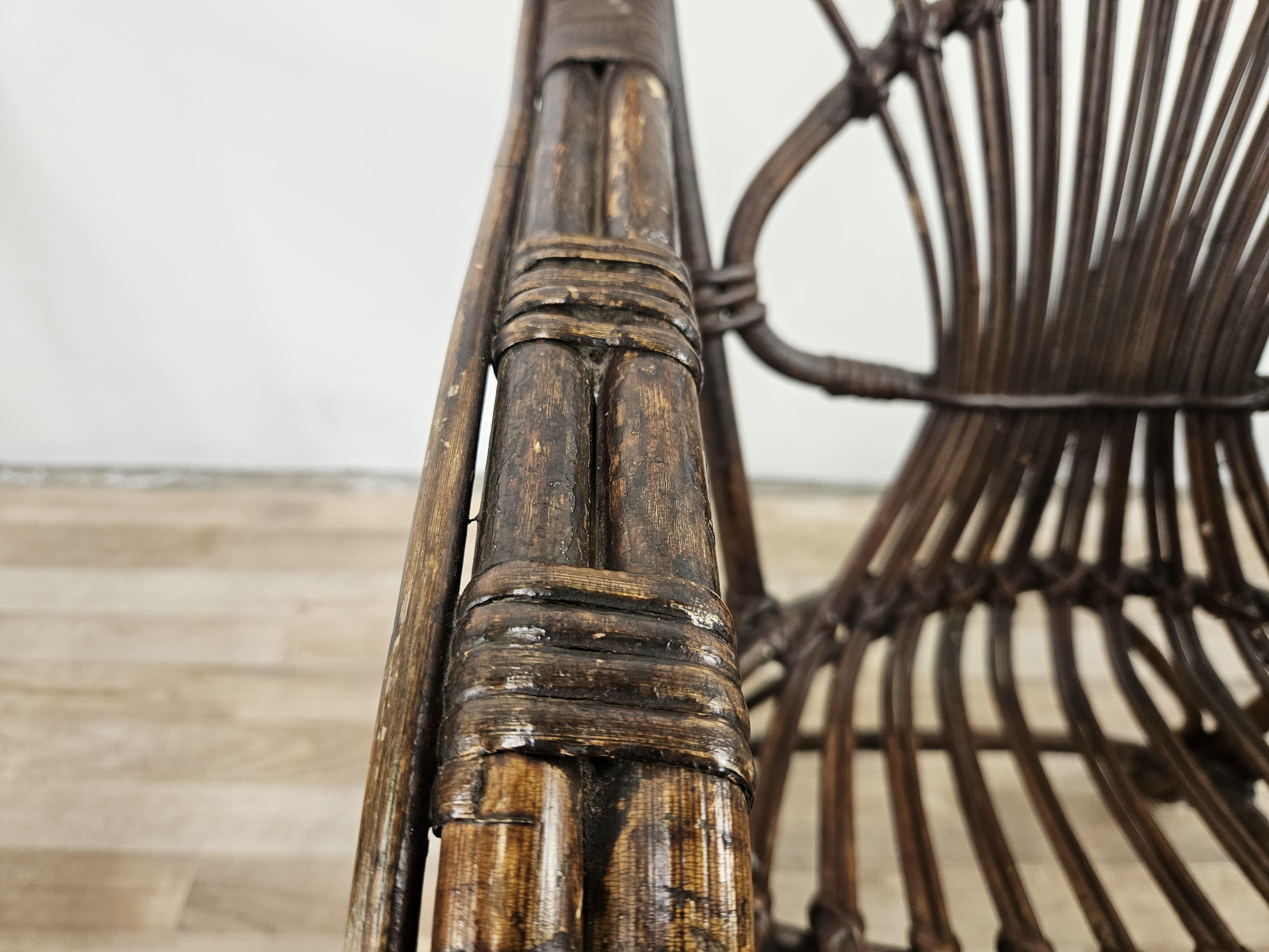 Italian wicker outdoor armchairs, 1970s For Sale 9