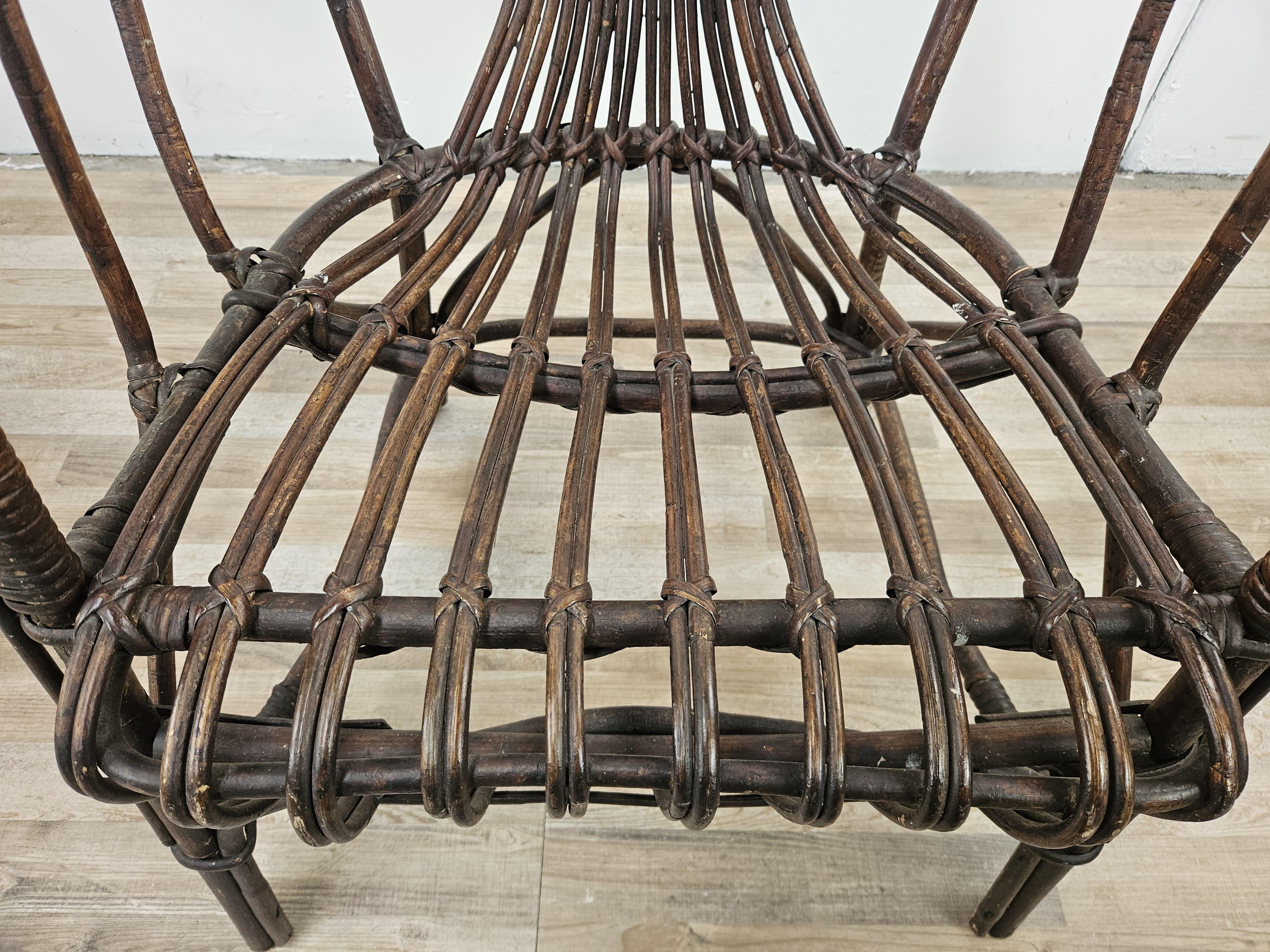 Italian wicker outdoor armchairs, 1970s For Sale 10