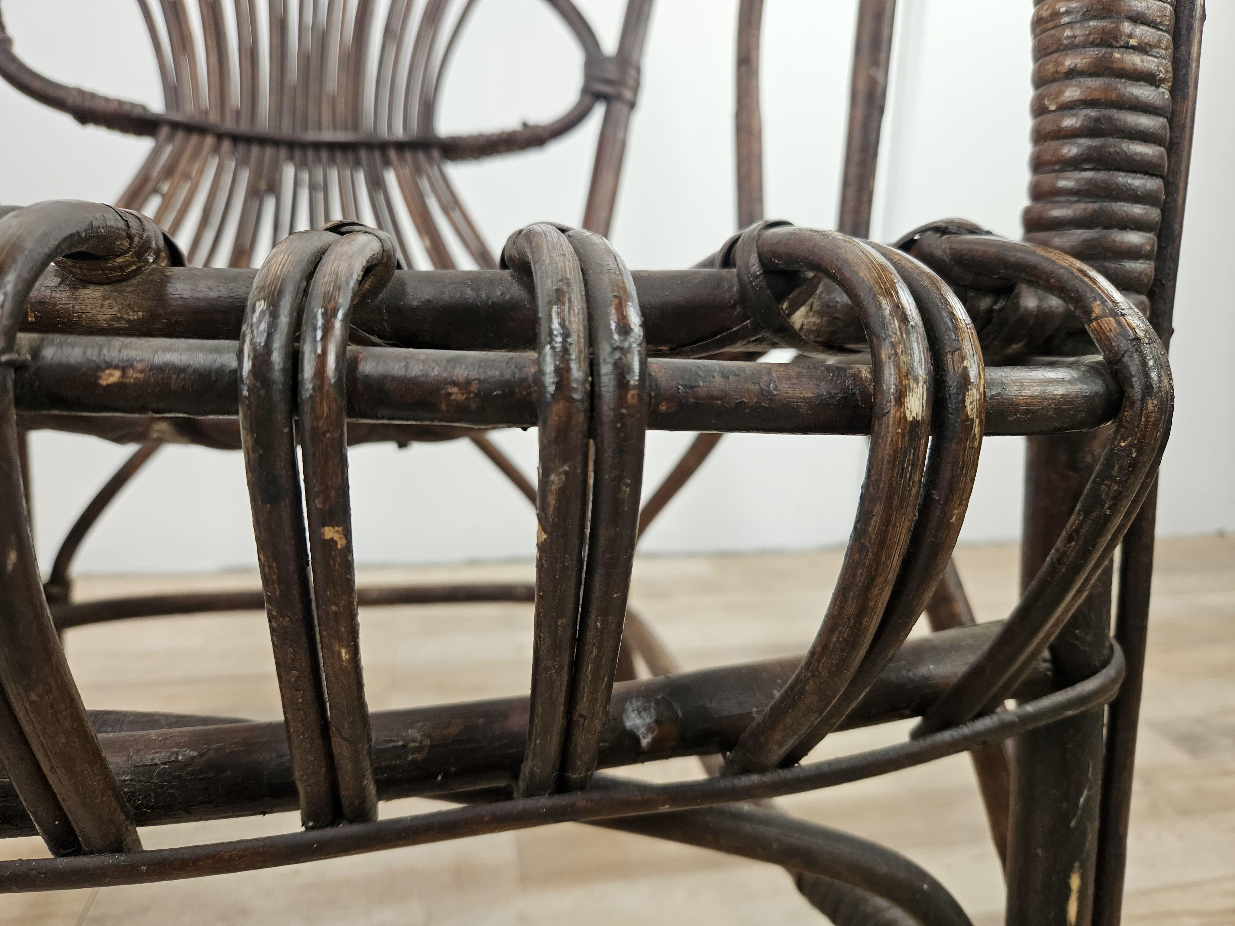 Italian wicker outdoor armchairs, 1970s For Sale 11
