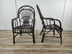 Italian wicker outdoor armchairs, 1970s