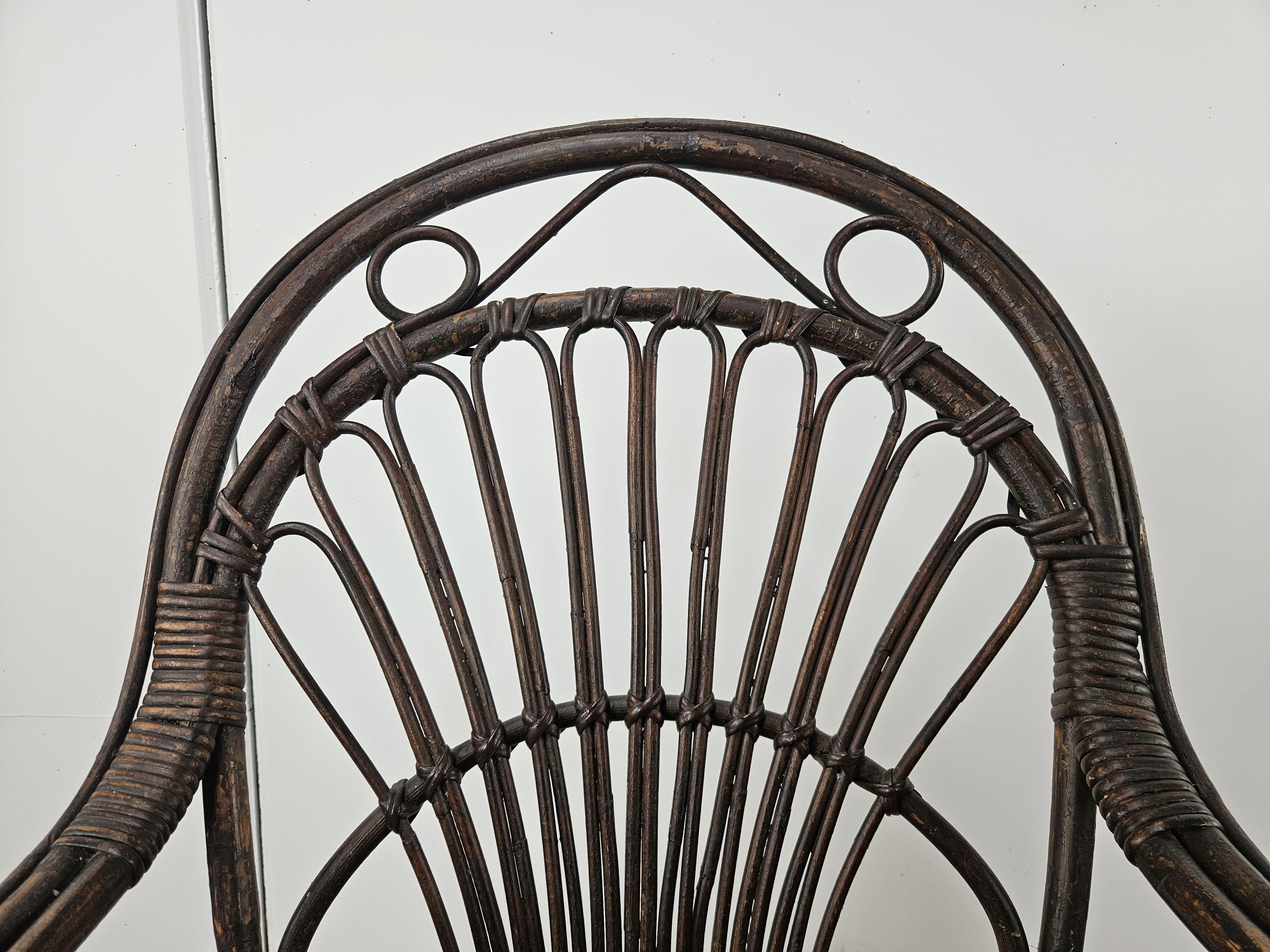 Late 20th Century Italian wicker outdoor armchairs, 1970s For Sale