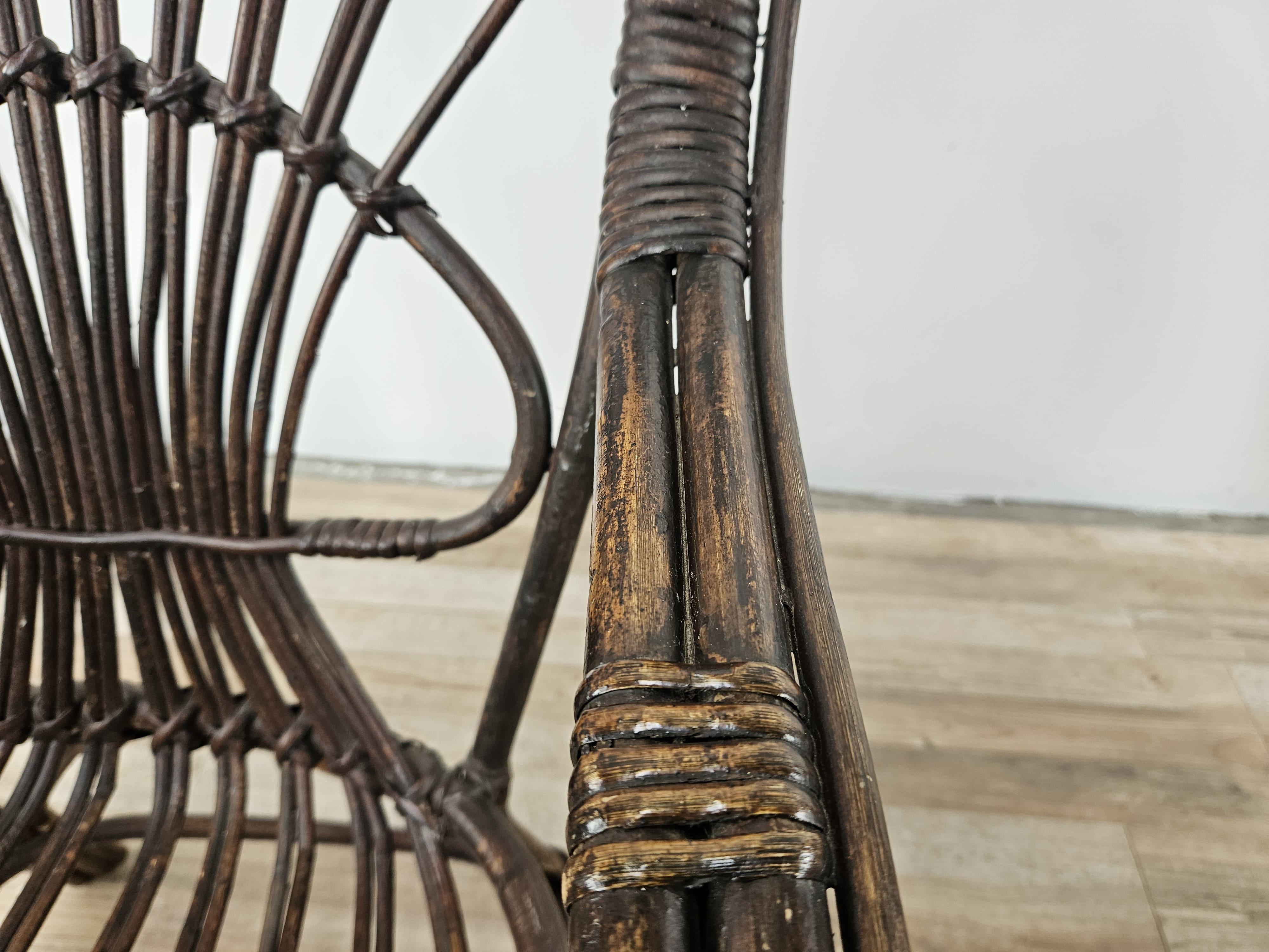 Italian wicker outdoor armchairs, 1970s For Sale 1