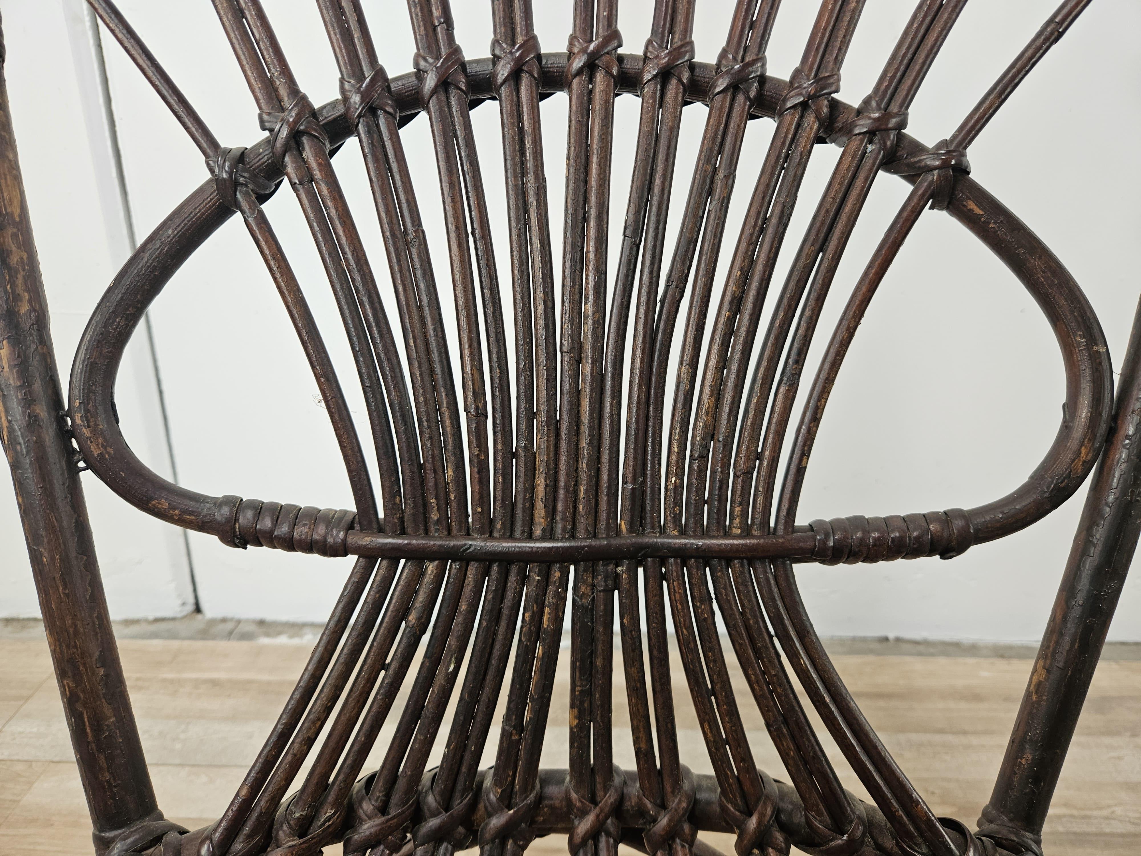 Italian wicker outdoor armchairs, 1970s For Sale 2