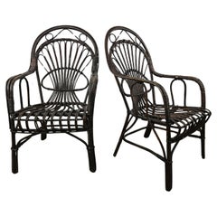 Vintage Italian wicker outdoor armchairs, 1970s