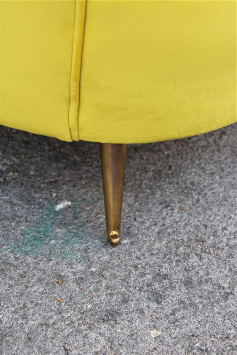 Poltrone Mid-century Isa Bergamo Velluto Giallo piedi Ottone 2