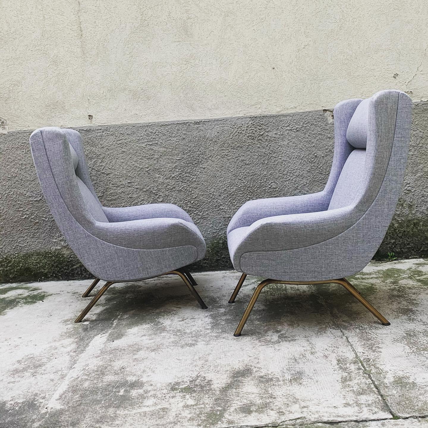 Italian Armchairs in the Style of Marco Zanuso - Repainted to New - 1950s, Set of 2 For Sale