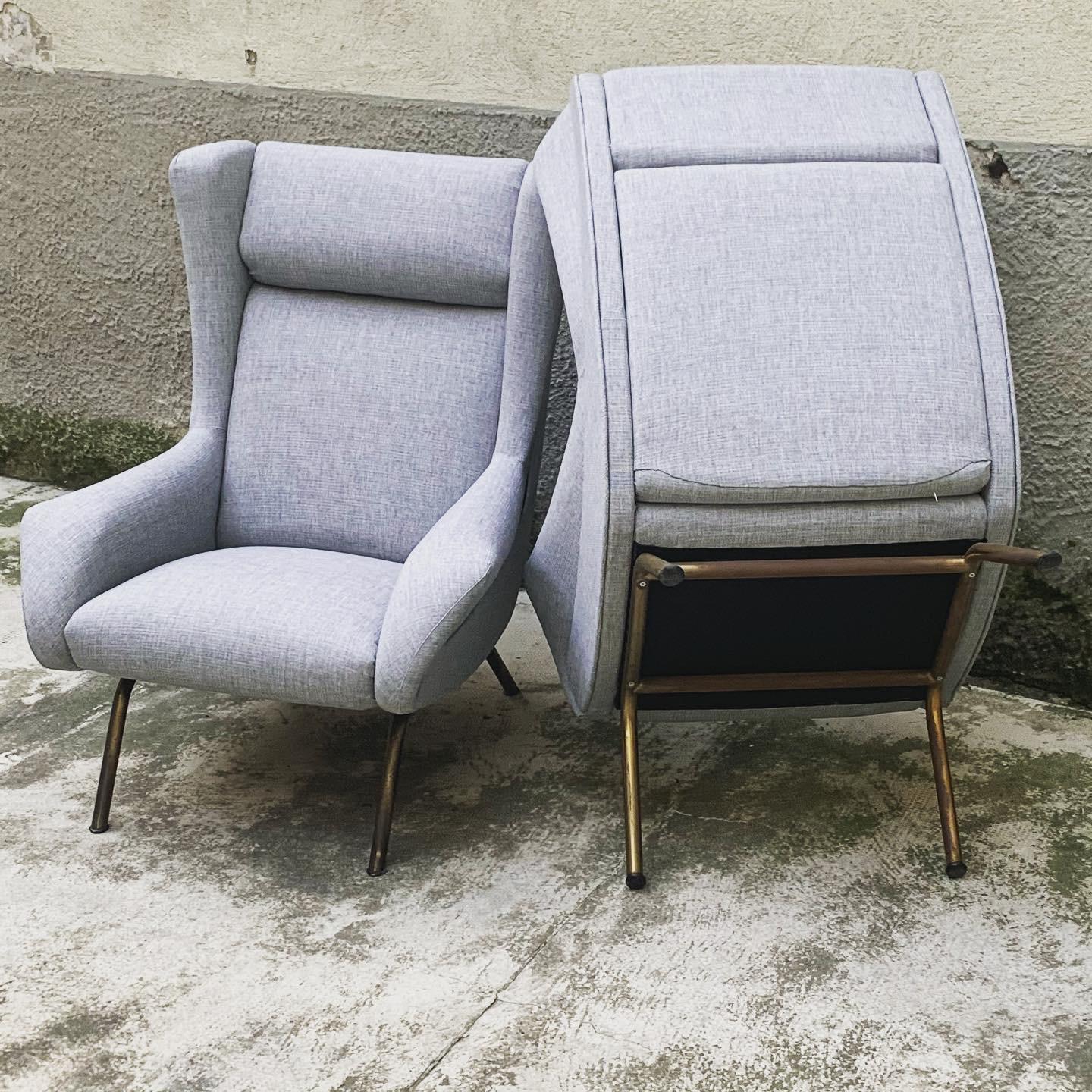 Armchairs in the Style of Marco Zanuso - Repainted to New - 1950s, Set of 2 In Excellent Condition For Sale In Milano, IT