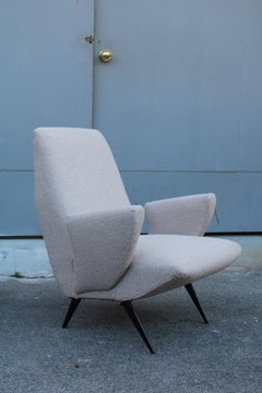 Nina Zoncada armchairs in beige fabric iron foot 1950 Midcentury