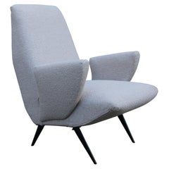 Nina Zoncada armchairs in beige fabric iron foot 1950 Midcentury