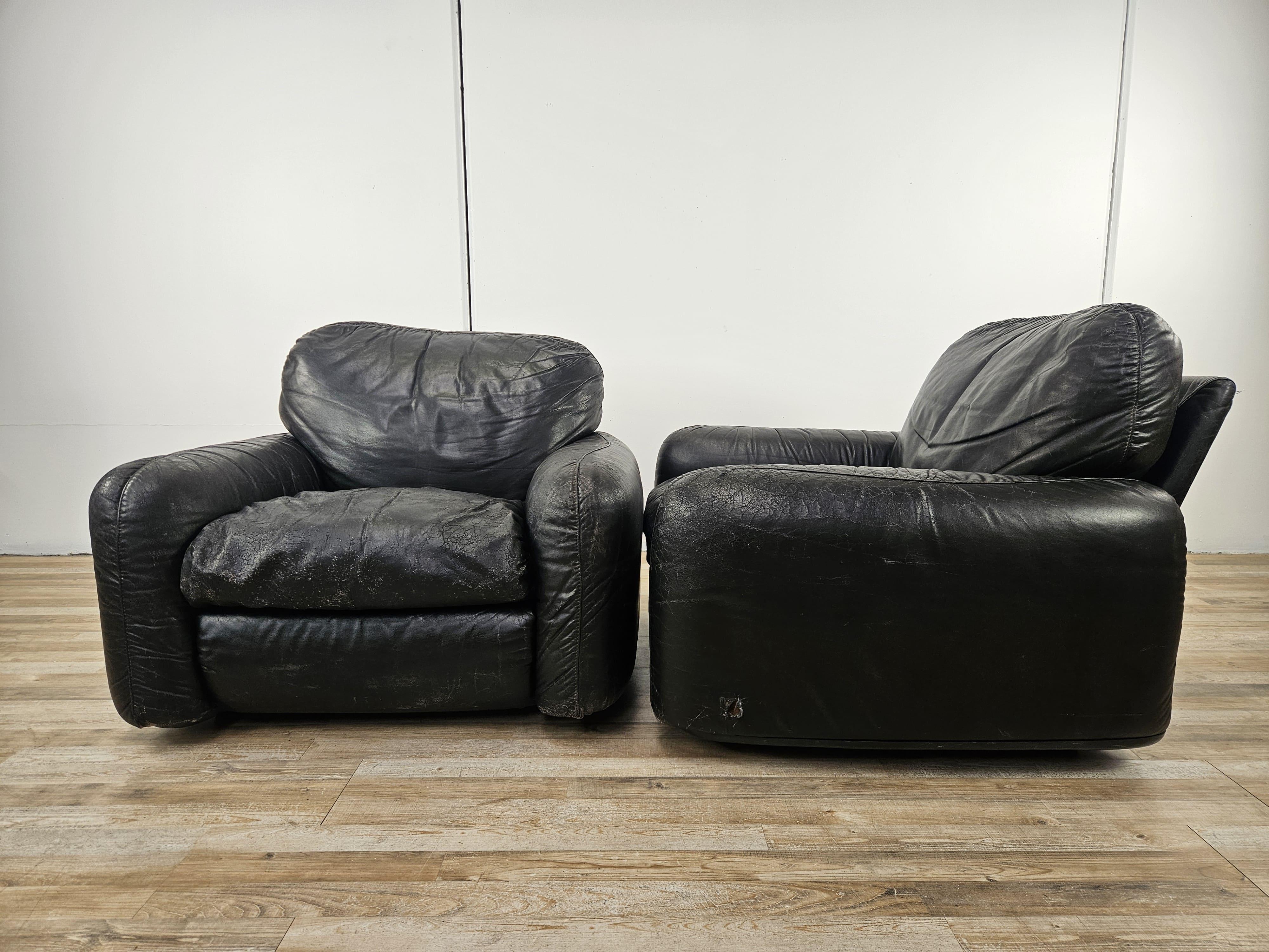 Italian Fauteuils en cuir 