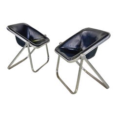 Italian Plona armchairs by  Piretti for Anonima Castelli in leather and steel 1970