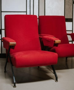 Poltrone Reclinabili in Alcantara color Porpora, Italia anni ’60