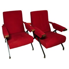 Poltrone Reclinabili in Alcantara color Porpora, Italia anni ’60