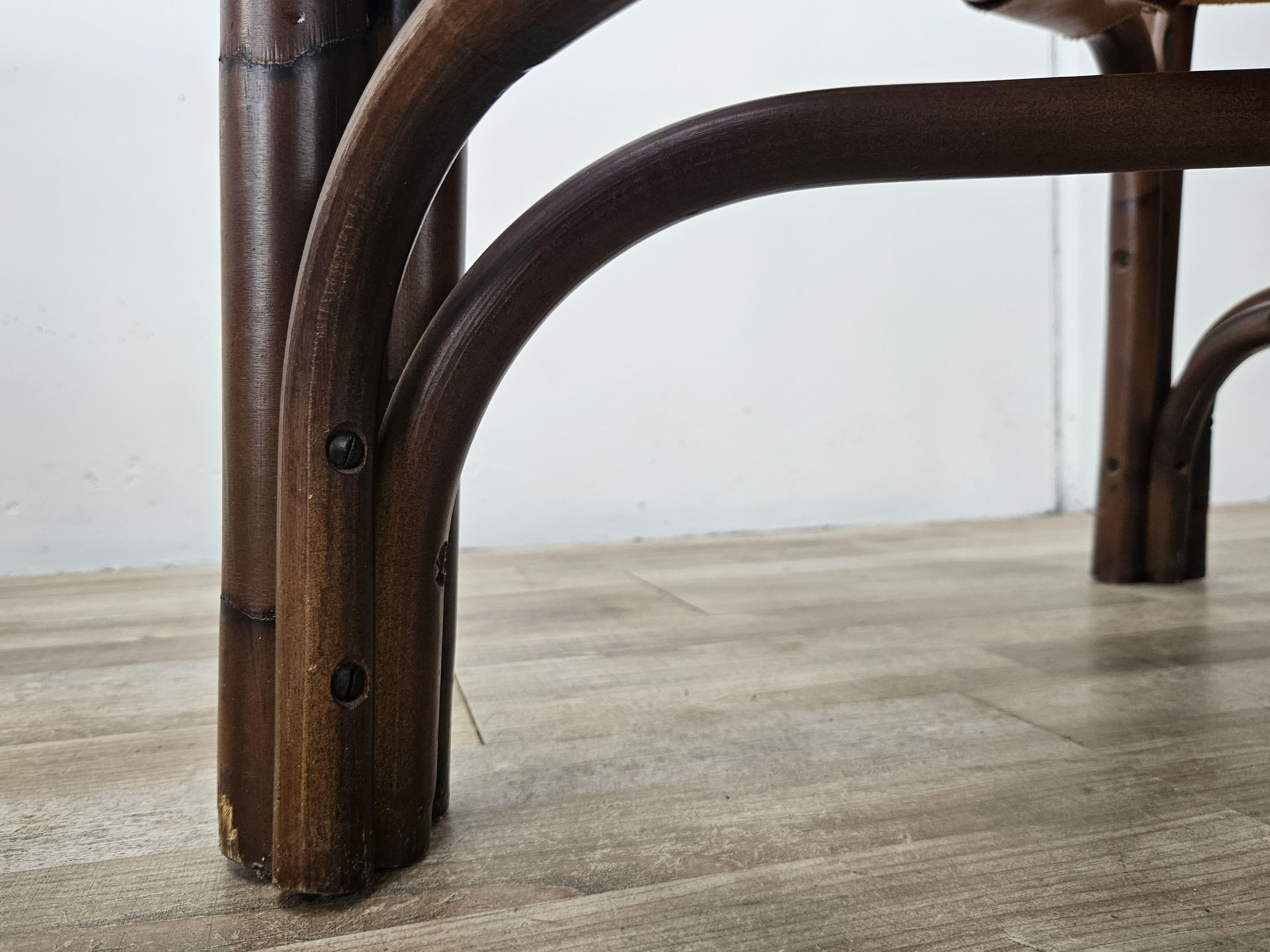 Sillones Safari en bambú y cuero de Tito Agnoli años 60 en venta 13