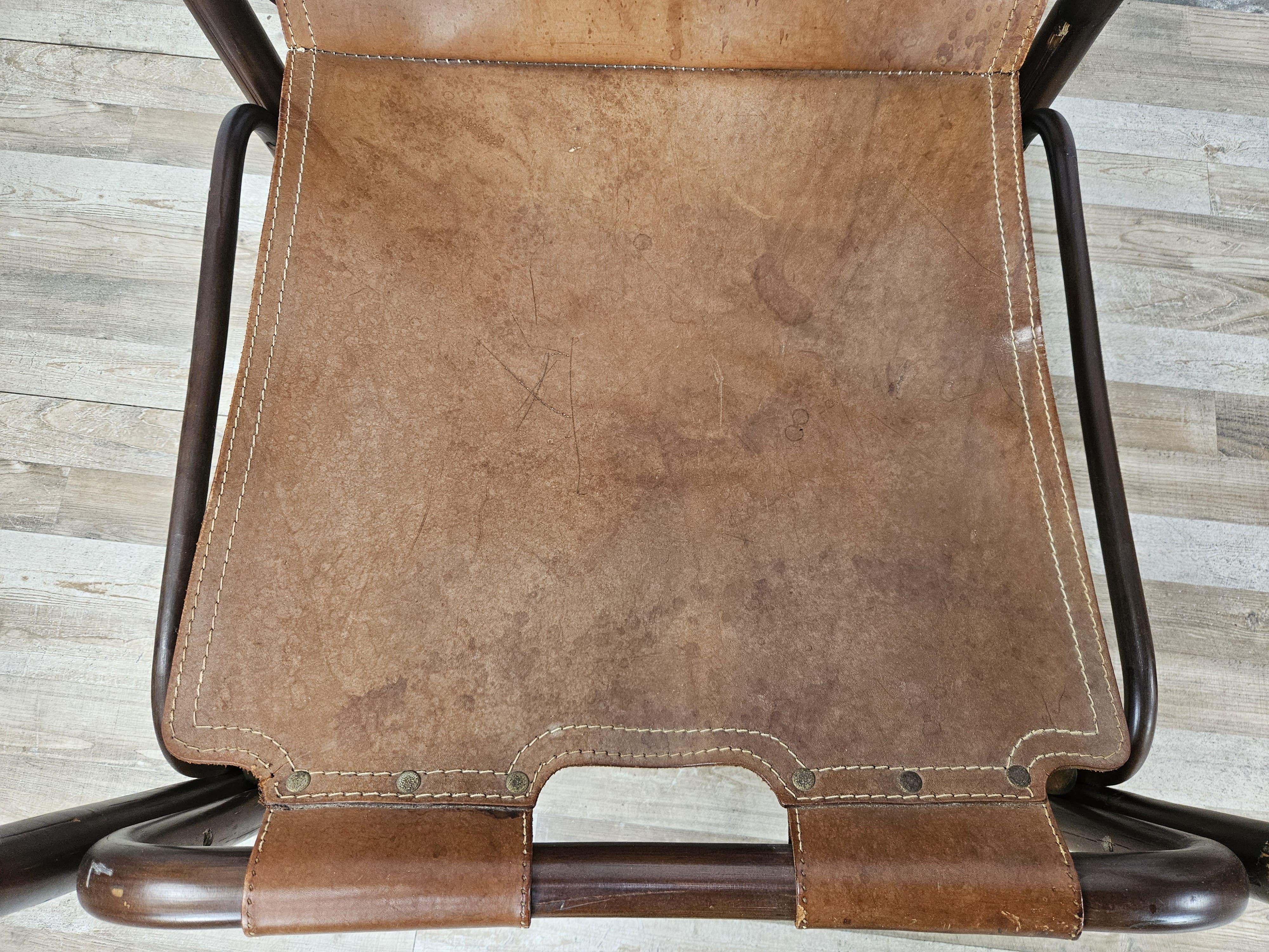 Sillones Safari en bambú y cuero de Tito Agnoli años 60 en venta 2