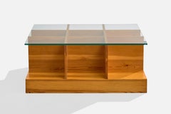 Poltronova, Couchtisch, Kiefer, Glas, Italien, 1970er