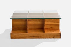 Poltronova, Coffee Table, Pine, Glass, Italy, 1970s