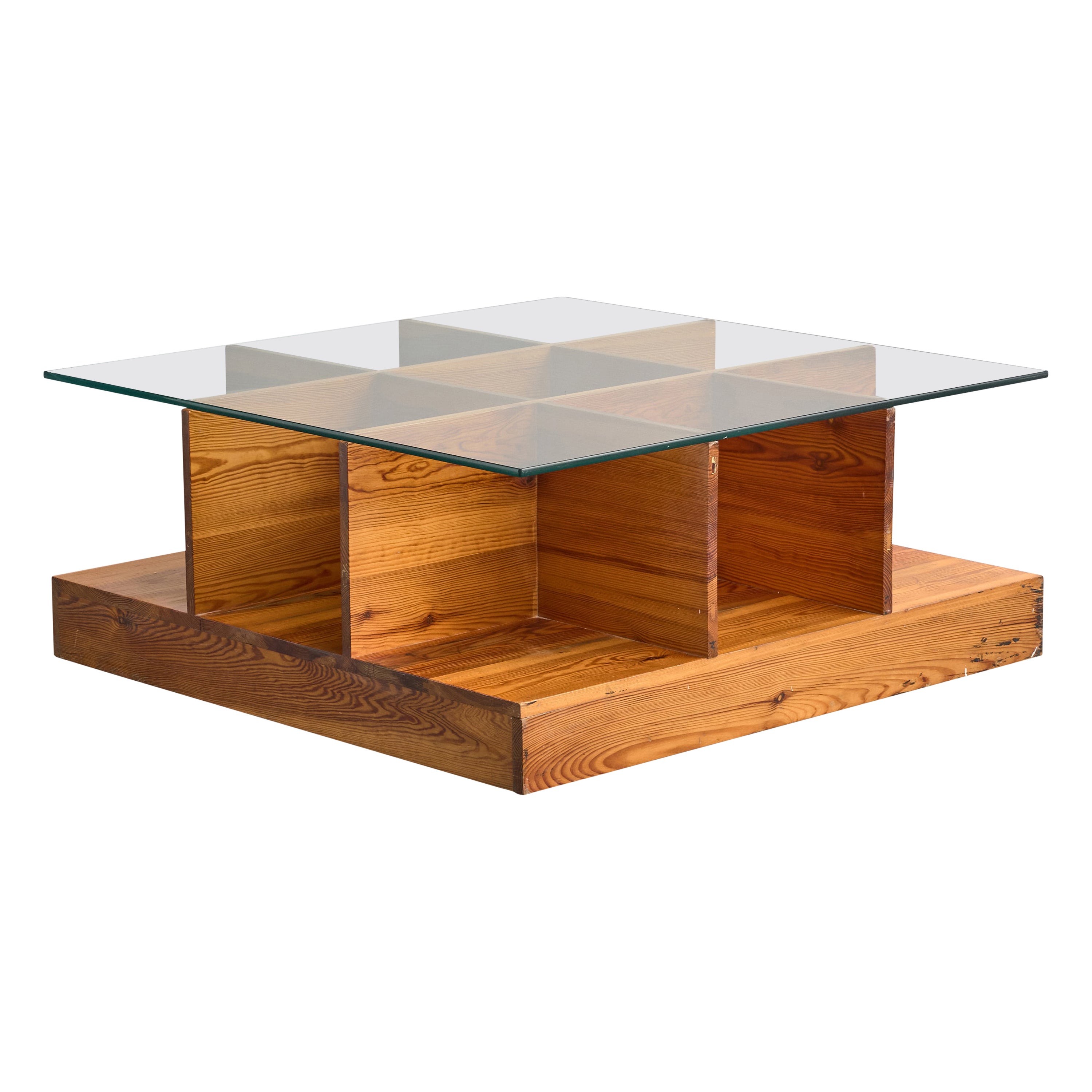 Poltronova, Mesa de centro, Pino, Cristal, Italia, Años 70