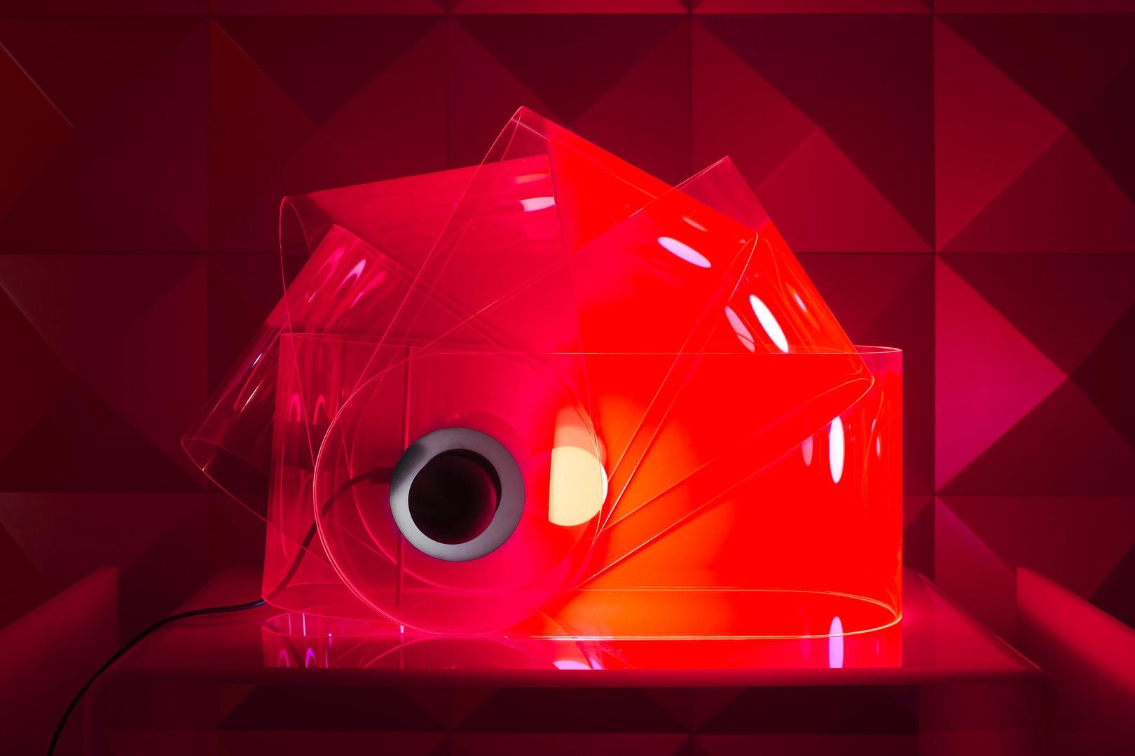 Contemporary Poltronova GHERPE Table lamp in fluorescent red by Superstudio For Sale