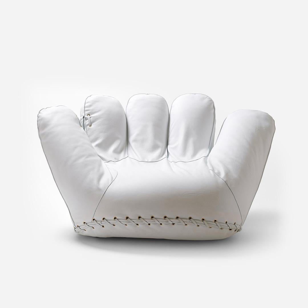 Joe is a big comfortable chair in the form of a giant baseball glove, mounted on invisible wheels. With this project the designers, inspired by the poetics of Pop Art, gave material form to their admiration for the legendary American baseball star