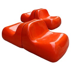 Saporiti Italy year ’68 design Alberto Rosselli two (2)armchair jumbo fiberglass