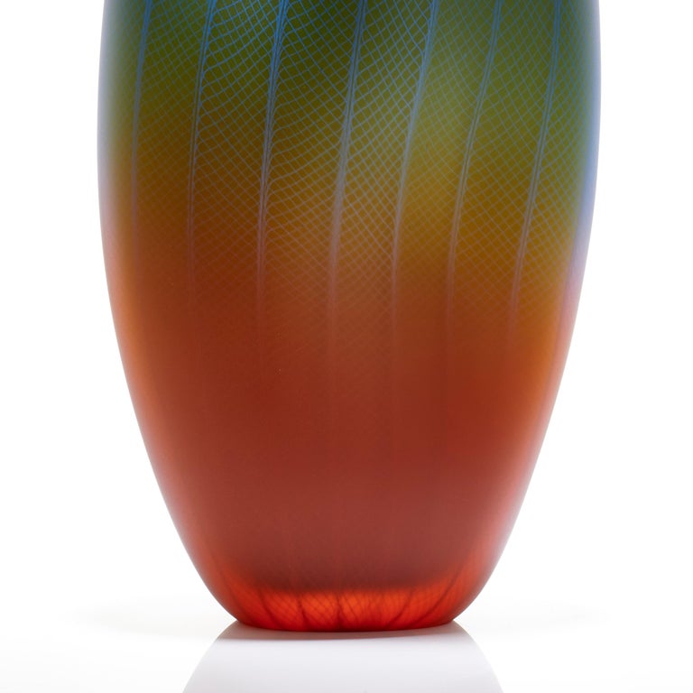 British  Polychromatic Interleave 004, Glass Vessel in Red, Blue & Green by Liam Reeves For Sale