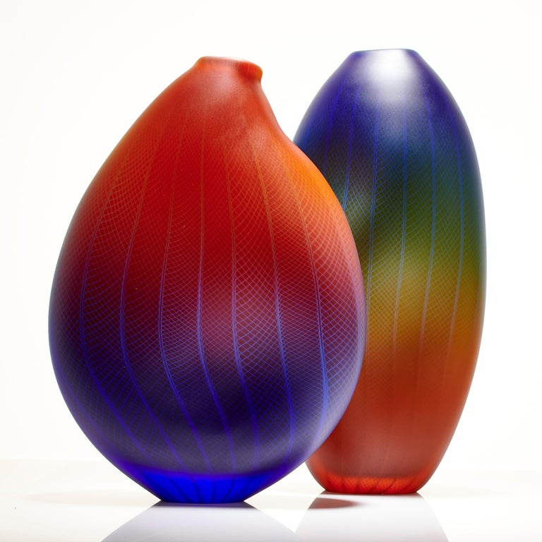 Hand-Crafted  Polychromatic Interleave 004, Glass Vessel in Red, Blue & Green by Liam Reeves For Sale