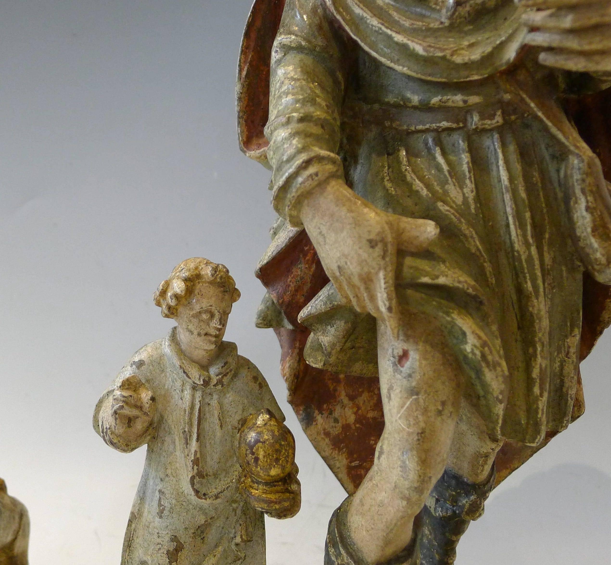 Folk Art Polychromatic Statue of Saint Roch, 17th Century For Sale