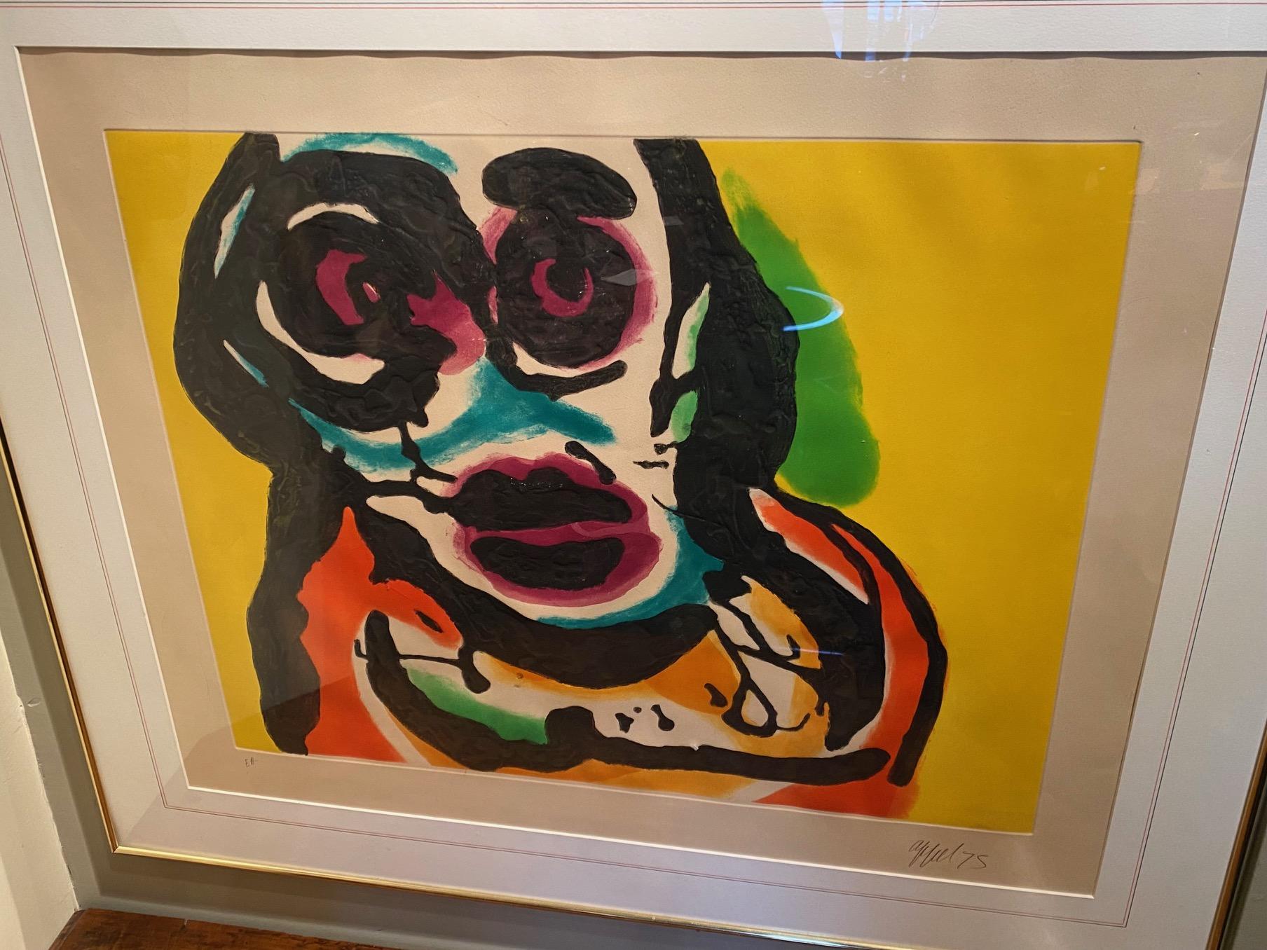 Polychrome Acquatint   Plate IV from Five Night Faces in Broadway by Karel Appel For Sale 4