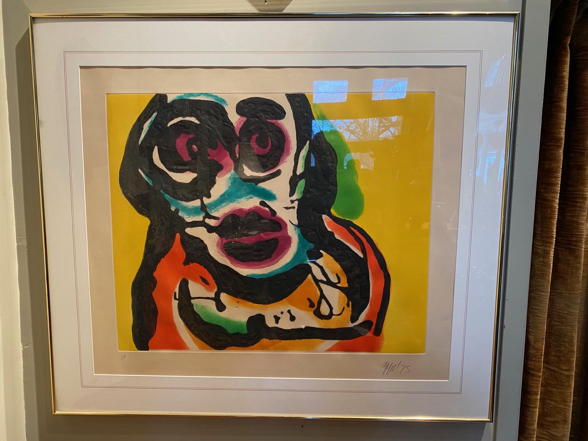 Dutch Polychrome Acquatint   Plate IV from Five Night Faces in Broadway by Karel Appel For Sale