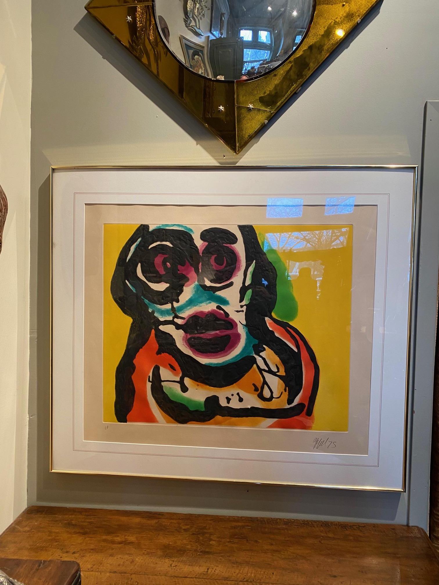 Polychrome Acquatint   Plate IV from Five Night Faces in Broadway by Karel Appel In Good Condition For Sale In Montreal, QC