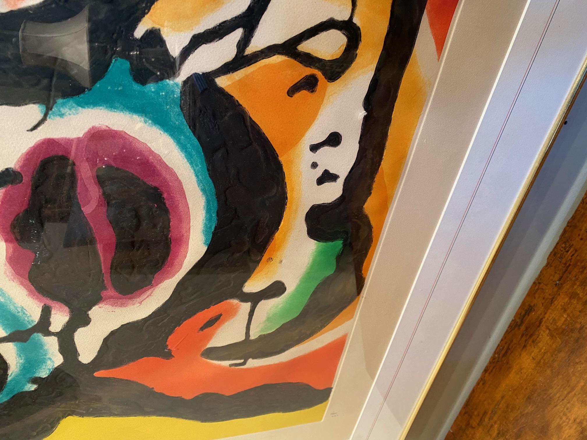 Polychrome Acquatint   Plate IV from Five Night Faces in Broadway by Karel Appel For Sale 1